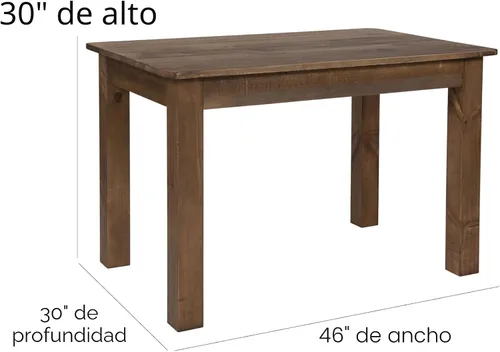 Vista 6 de Merrick Lane Jessamine - Mesa de comedor rectangular de 46 x 30 pulgadas de pino macizo