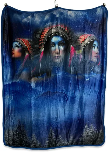 Vista 4 de Designs - Manta con licencia y forro de sherpa de 50 x 60 pulgadas (oso tribal)