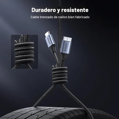 Vista 7 de UGREEN 10 Gbps Cables de disco duro Micro B a USB C, 1.5 pies USB C a Micro B, cable de disco duro externo compatible con MacBook Pro/Air