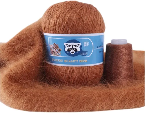Vista 13 de 3 bolas de lana de cachemira de visón, pelo de lujo, pelo largo, de felpa larga, para tejer a mano, ganchillo, proyecto de bricolaje, 5.29 oz (beige)