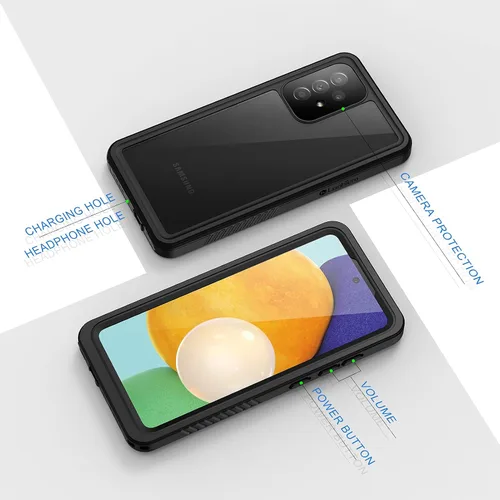 Vista 6 de Lanhiem Funda para Samsung Galaxy A52, IP68 impermeable a prueba de polvo con protector de pantalla integrado, funda protectora de cuerpo completo