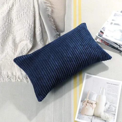 Vista 6 de Artscope Fundas de Almohada de Pana a Rayas Acogedoras Súper Suaves Decorativas Oblongas Fundas de Almohada Decorativa Fundas de Cojín para Sofá