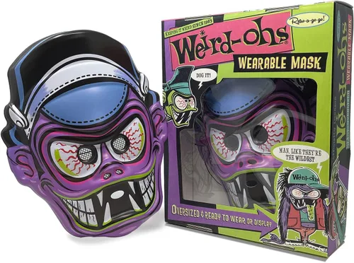 Vista 3 de Retro-a-go-go! Weird-Ohs - Máscara portátil de Retro-a-go-go, disfraz para adultos o decoración de pared, Davey, morado Burple, 13 x 10.25 pulgadas