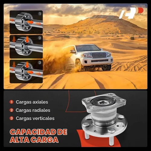 Vista 4 de A-Premium Cojinete de rueda trasera y conjunto de cubo con ABS y 5