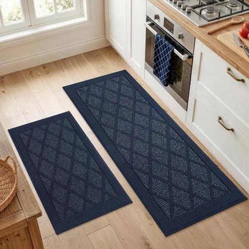 Vista 21 de COSY HOMEER Juegos de 2 Alfombras de Cocina Lavables Antideslizantes Tapetes de Cocina para Piso Absorbentes Alfombra Corredor de Cocina