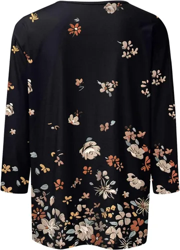 Vista 4 de HPJKLYTR Camisetas y blusas para mujer con estampado bonito, blusas casuales de talla grande, básicas, blusas sin botones