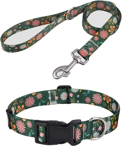 Vista 28 de Mihqy - Collar de perro, patrones geométricos florales, tribales, bohemios, collar de estilo étnico, suave y ajustable, para perros pequeños
