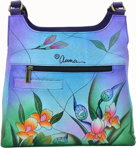 Vista 2 de Anna by Anuschka Obra de arte original pintada a mano, cuero auténtico, cartera de triple compartimento