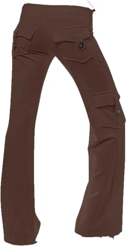 Vista 2 de Pantalones de yoga de cintura alta para mujer, pantalones de pierna ancha, pantalones cargo de talla grande con bolsillos, pantalones