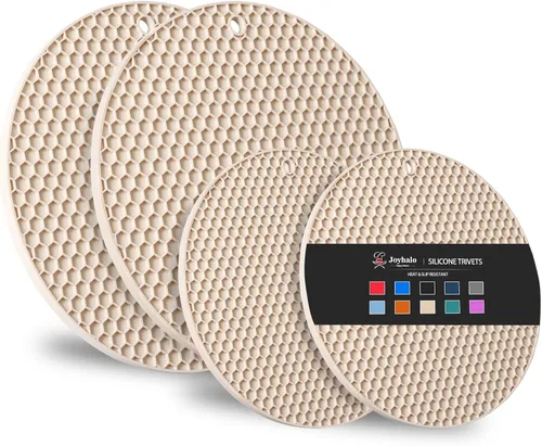 Vista 9 de Joyhalo Salvamanteles para platos calientes, almohadillas calientes para cocina, soportes de silicona para ollas y sartenes calientes, alfombrillas