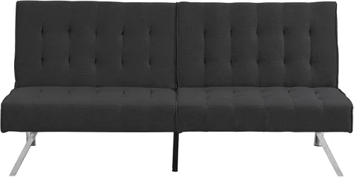 Vista 5 de Moderno sofá cama convertible futón/sofá cama sin brazos/sofá futón/sofá durmiente/3 ángulos ajustables espalda/sofá cama convertible (negro)