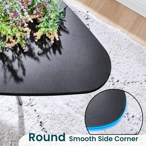 Vista 6 de SAYGOER - Mesa de centro pequeña negra moderna, mesas de café ovaladas retro, mesa de centro para espacios pequeños, mesa de café de mediados