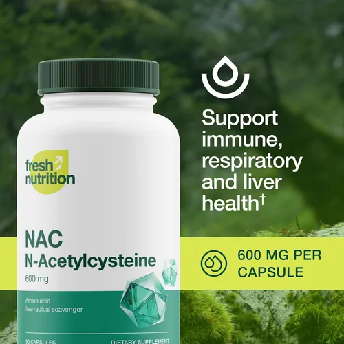 Vista 4 de Suplemento NAC - N acetil cisteína - alta dosis de 600 mg - Aminoácidos - Apto para veganos - Polvo puro de NAC - 90 cápsulas