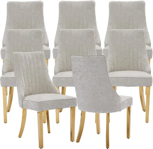 Vista 15 de Sillas de Comedor - Juego de 2 sillas de comedor modernas de mediados de siglo, tapizadas de tela con respaldo alto, sillas de cocina y comedor