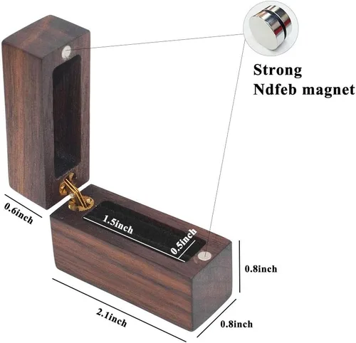 Vista 2 de Engagement Ring Box Wood Proposal Wedding Ring Box Cooyeah Square Walnut Wooden Flip Jewelry Organizer Slim Handmade Decorative Boxes Square