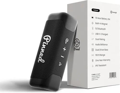 Vista 9 de Altavoz Dart Pinned 2.0 - Recargable USB-C, Batería de 10+ Horas, Resistente al Agua IPX7, Mosquetón con Clip para Bolsa - Altavoces Bluetooth