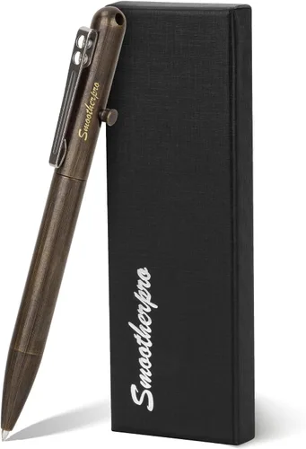 Vista 8 de SMOOTHERPRO - Bolígrafo de acción de perno de latón macizo compatible con recarga Parker, clip de acero inoxidable de bolsillo, para temblor
