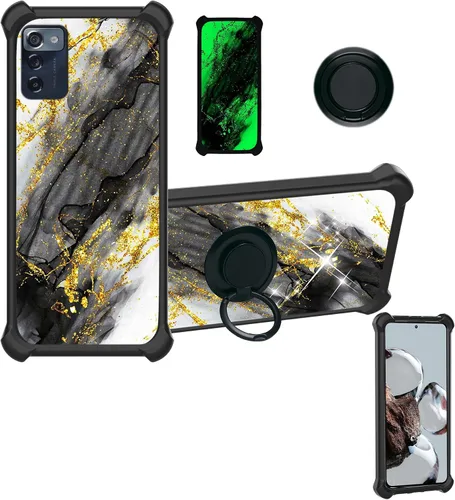 Vista 27 de Aroepurt Cricket Ovation 2 - Funda compatible con AT&T Maestro Max (2021) [PC duro + silicona suave] [purpurina dorada + luminosa] JSH-HDL