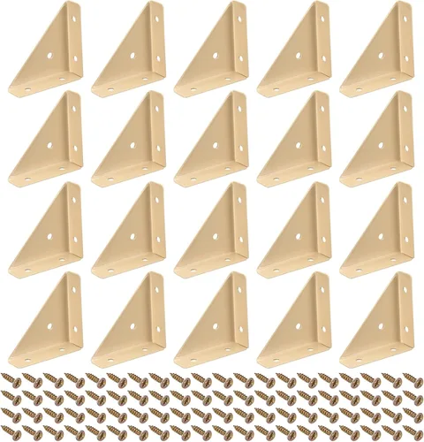 Vista 8 de uxcell 20 soportes de esquina angulares de 1.496 pulgadas x 1.496 pulgadas, soportes de acero laminado en frío con tornillos para borde de Negro