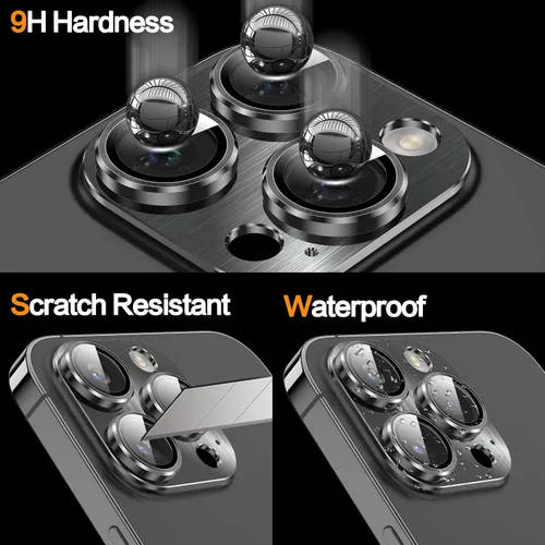 Vista 4 de YWXTW Protector de lente de cámara de vidrio templado para iPhone 14 Pro Max, protección de cobertura completa 3D, tecnología de círculo nocturno