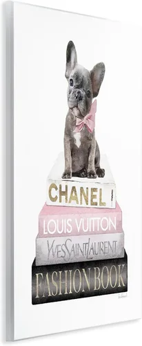 Vista 2 de Stupell Industries Amanda Greenwood "French Bulldog Pink Fashion Books", arte de placa de pared, 10 x 15 pulgadas, fácil de colgar y resistente