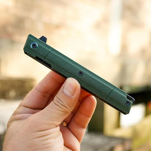 Vista 8 de Cuchillo plegable de bolsillo Flipper, hoja de acero DC53 y mango G10. Con clip de bolsillo y rompevidrios, cuchillo de bolsillo para hombres Verde