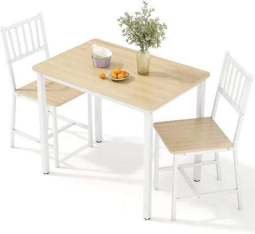 Vista 10 de Rovibek Juego de mesa de comedor para 4 personas con 2 bancos, juego de mesa de cocina que ahorra espacio para cocina y comedor, color negro