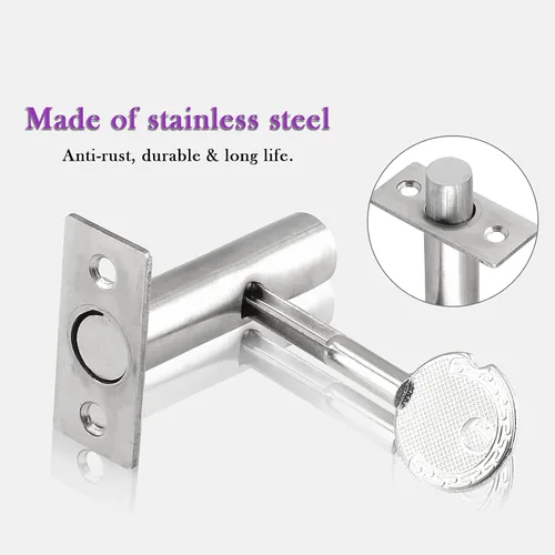 Vista 3 de Cerradura de mortaja de acero inoxidable con llave y tornillo para puerta de 3.14 pulgadas de longitud