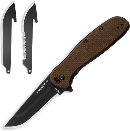 Vista 8 de OUTDOOR EDGE RAZOR VX2 Cuchillo de bolsillo plegable EDC de hoja reemplazable Hoja de acero inoxidable de 3 pulgadas, mango G10 negro, clip