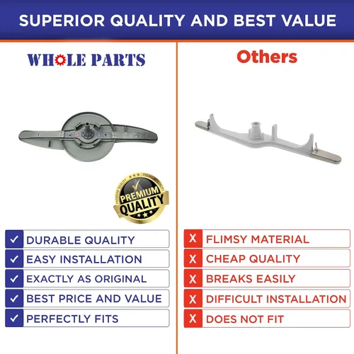 Vista 6 de Conjunto de brazo rociador inferior para lavavajillas Whole Parts mejorado, color gris, pieza # WD22X10047 - Reemplazo y compatible con algunos