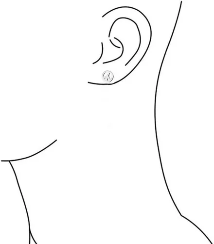 Vista 5 de Juego de joyas delicadas, pequeñas y pequeñas, aretes planos, redondos, símbolo de la paz mundial, símbolo de la paz, collar con colgante