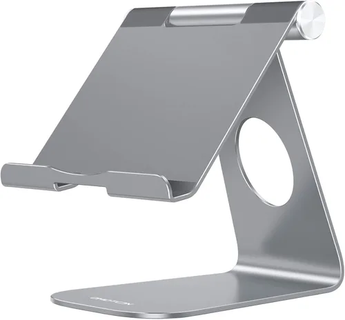 Vista 11 de Estación de carga, soporte de escritorio multiángulo, marca Omoton, de aluminio, base de montaje de succión adhesiva, compatible con todos los Negro