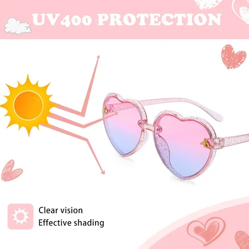Vista 6 de Pro Acme Lentes de sol con forma de corazón para niñas pequeñas de 3 a 10 años con forma de abeja