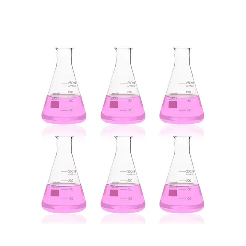 Vista 18 de Frascos Erlenmeyer de boca estrecha de vidrio, Vol.2000ml, 3.3 Borosilicato con graduación impresa, LVC010
