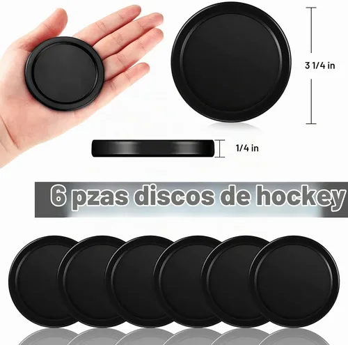 Vista 2 de Coopay 3 1/4 Inches Air Hockey Pucks 6 Pack Full Size Heavy Replacement Pucks for Game Tables Equipment Accessories Negro
