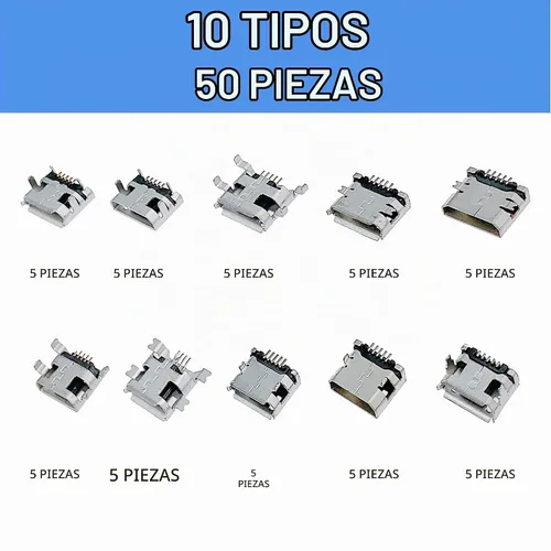 Vista 2 de 50pcs 5Pin Micro USB hembra sockets, puerto de carga reparación conector