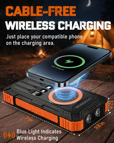 Vista 4 de Cargador solar Banco de energía - 49800mAh QC3.0 Cargador portátil de carga Ámbar