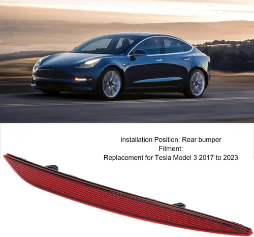 Vista 5 de Reflector de parachoques trasero para 2017 a 2023, lente roja, luz reflectora trasera de automóvil, repuesto para luces de parachoques trasero