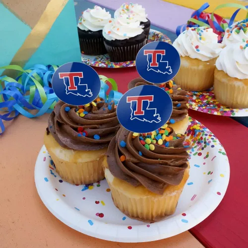 Vista 4 de GRAPHICS & MORE Louisiana Tech University Bulldogs Logo Cupcake Picks Toppers Decoración Set de 6