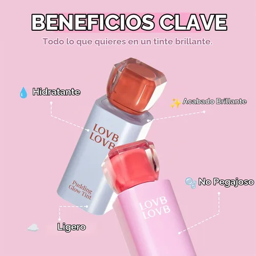 Vista 5 de LOVB LOVB Pudding Glow - Tinte de labios coreano, 0.14 onzas, 01 RED BERRY 01 Baya roja