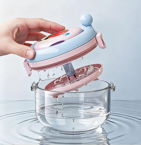 Vista 5 de MURRI&MURRDI Caja de baño para dentaduras postizas para viajes, estuche de limpieza de retenedor 2 en 1 con espejo, recipiente protector bucal sin