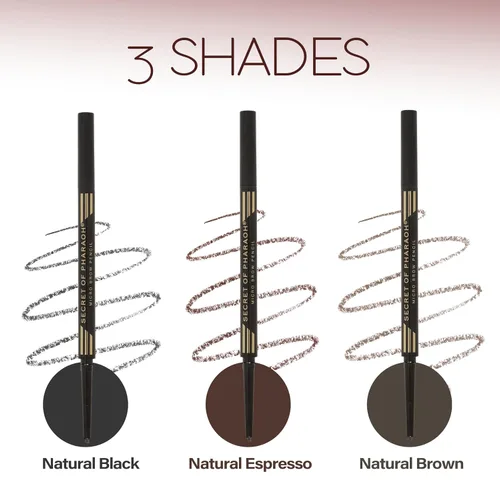 Vista 8 de EBIN NEW YORK Micro Lápiz de cejas negro natural Punta ultrafina para trazos precisos similares al cabello Define las cejas Cepillo suave
