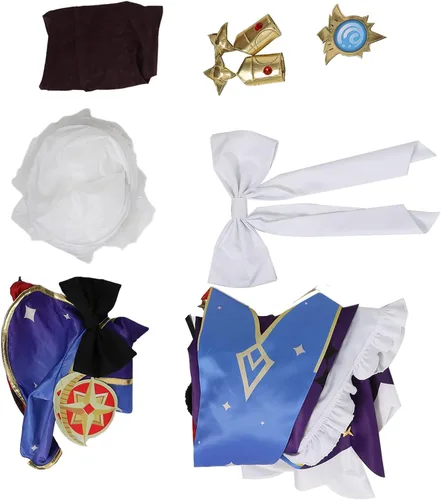 Vista 7 de Cosplay.fm Disfraz de cosplay para mujer, vestido de sirvienta con sombrero para Mona Cosplay