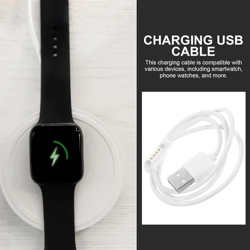 Vista 4 de Toddmomy Cable de carga magnético para reloj inteligente de 4 pines, cable de carga USB para relojes de teléfono, compatible con bandas inteligentes