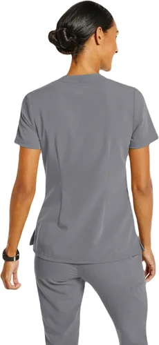 Vista 2 de Jaanuu Camiseta quirúrgica relajada con cuello en V para mujer de 3 bolsillos