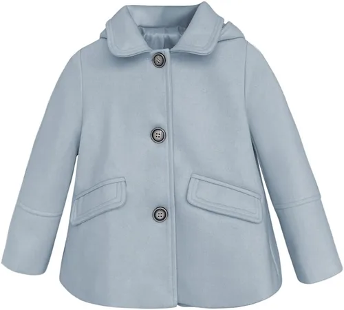 Vista 27 de rrhss Abrigo formal con botones para niñas pequeñas, chaqueta de lana con capucha para otoño e invierno