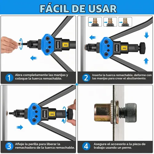 Vista 5 de AKKTOL Kit de herramientas de tuerca de remache, kit de herramientas de remache de 16 pulgadas con 15 mandriles métricos y SAE, kit surtido
