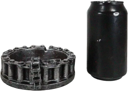 Vista 8 de Ebros Gift Mecánico motorista motocicleta cadena de cinturón redondo con llave herramienta cigarrillo cenicero resina figura humo tienda hombre