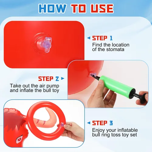Vista 4 de Arrowbash 2 Pcs Inflatable Ring Toss Set Include 2 Inflatable Base 12 Rings for Cowboy Fiesta Rodeo Luau Beach Pool Birthday Party Supplies