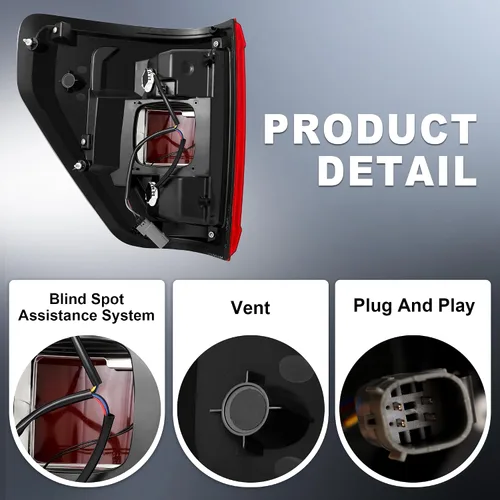Vista 3 de Luz trasera para Ford F150 F-150 XL 2021 2022 2023 21 22 23 Freno trasero (halógeno con punto ciego - R)